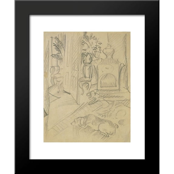 Dog on fire 20x24 Framed Art Print by Macke, August