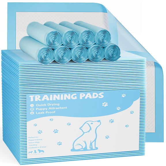 Dog puppy training pee pads, 6-layer absorbent disposable underpad mats (22"x22"), quick-dry floor protection for indoor potty training & pet incontinence care. Blue