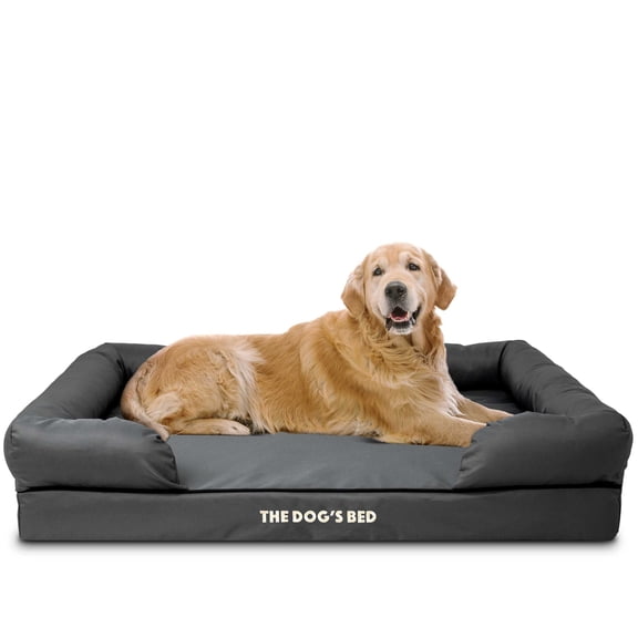 The Dog’s Bed Orthopedic Dog Bed Large Grey with Black Trim 36x27, Waterproof, Veterinary Grade Memory Foam, Pain Relief: Arthritis, Hip & Elbow Dysplasia, Post Surgery, Supportive, Washable Cover
