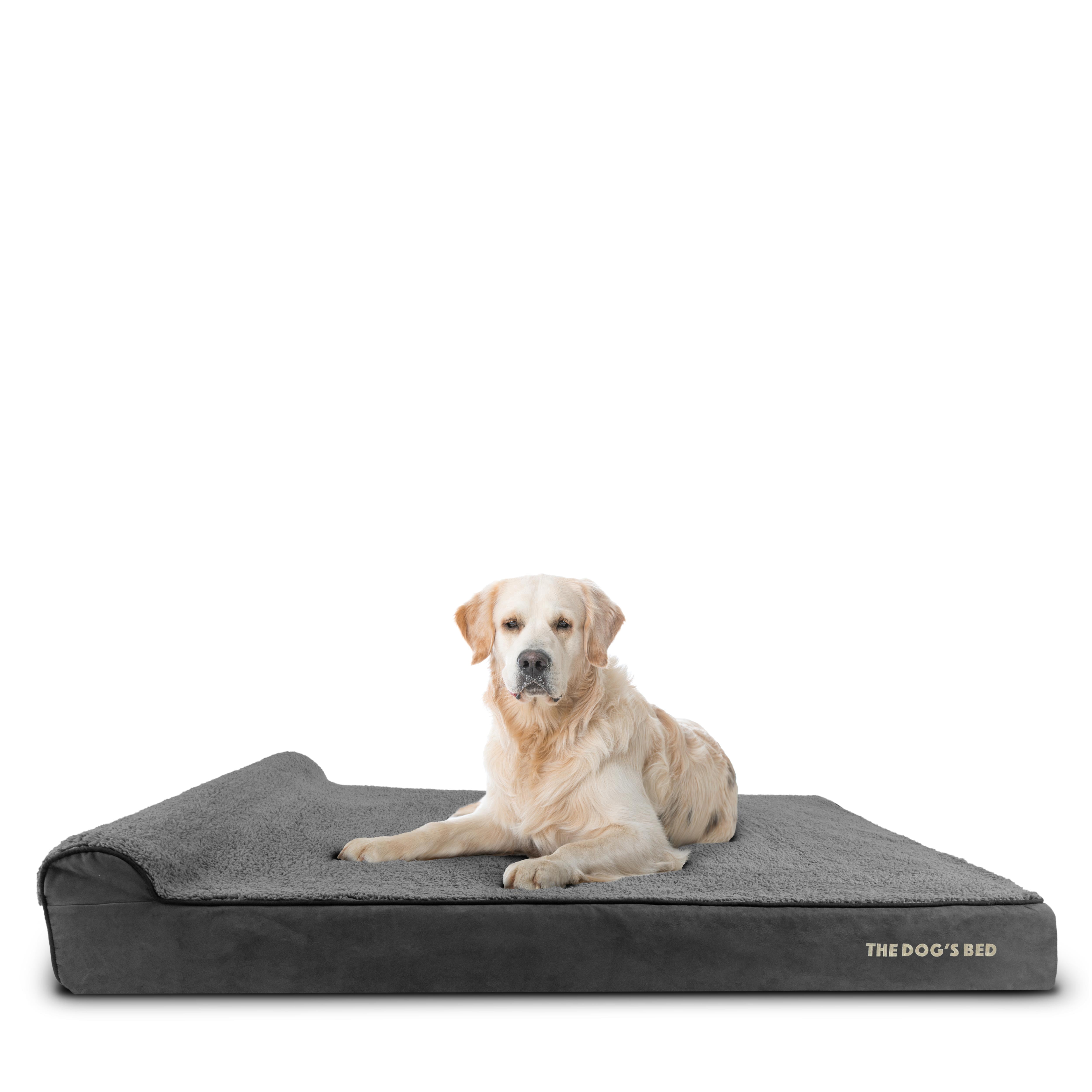 The Dog’s Bed Orthopedic Headrest Dog Bed XXXL Grey Plush 64x44, Memory Foam, Pain Relief for Arthritis, Hip & Elbow Dysplasia, Post Surgery, Lameness, Supportive, Waterproof Washable Cover