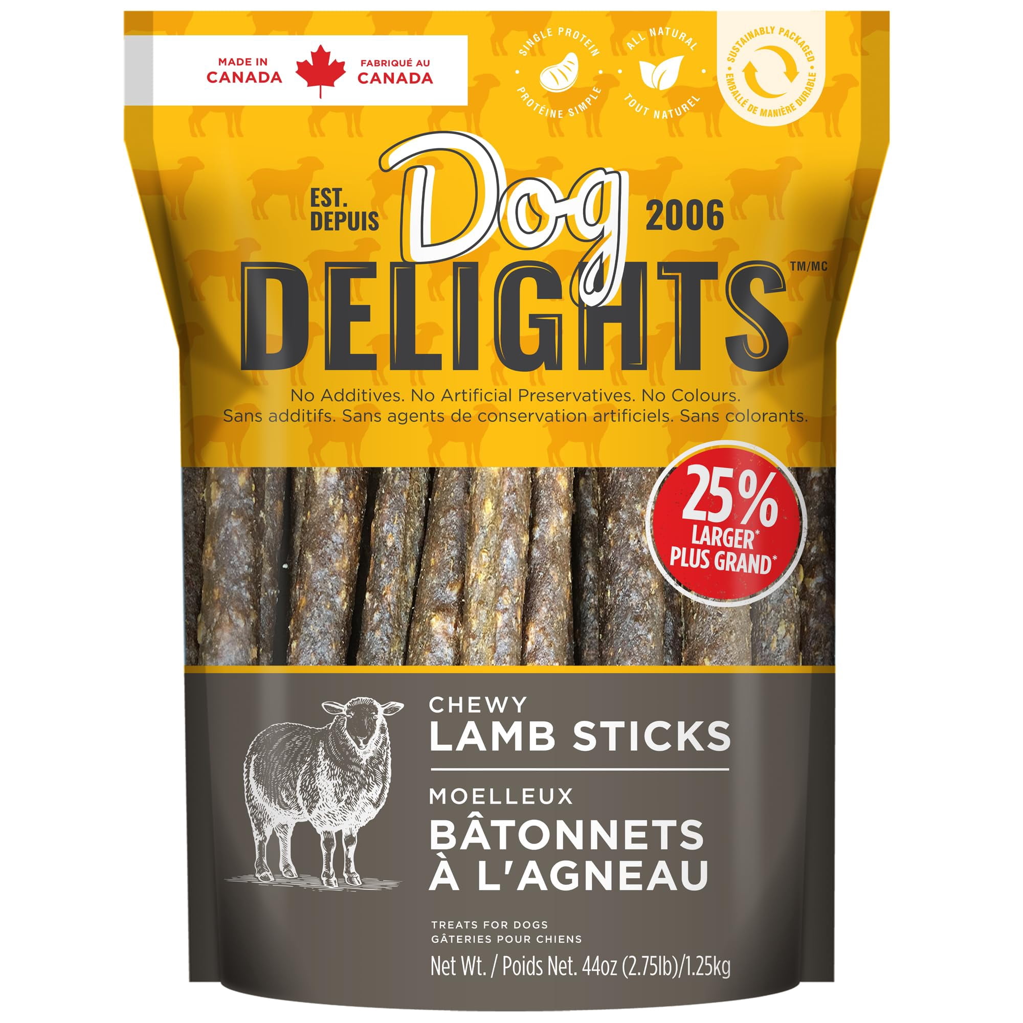 Dog's Delights Chewy Lamb Sticks, 1.25kg, Dog Treats