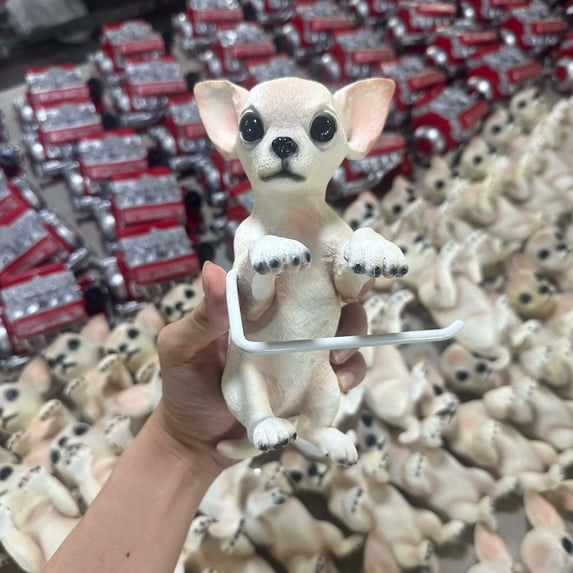 Dog toilet paper holder wall mount resin dog paper roll dispenser cute realistic dog decor space saving bathroom tissue stand gift for pet lovers