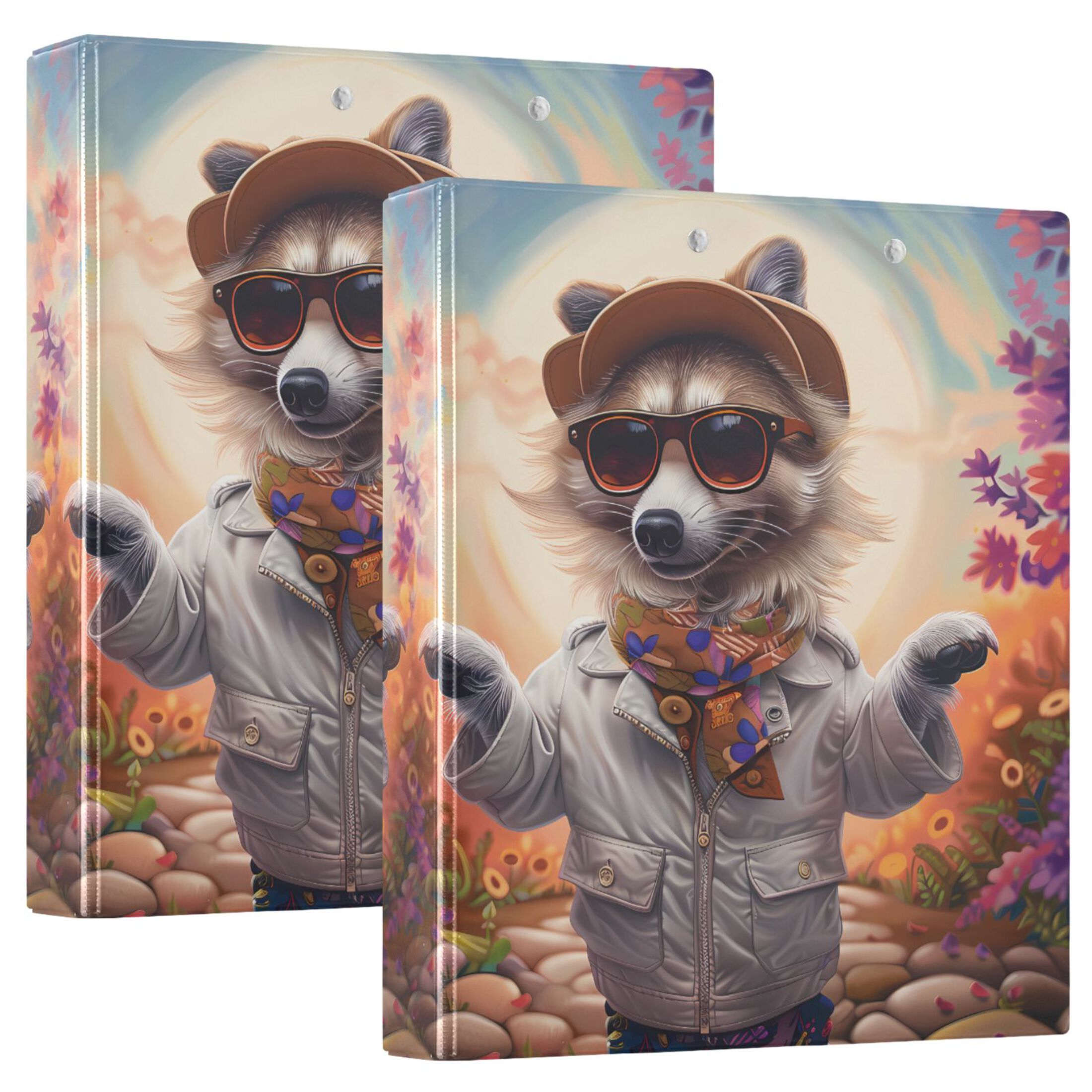 Dog with Cool Sunglasses Hardcover 3 Ring Binder 1.5 inch Round Rings