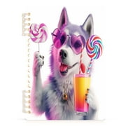 Dog with Glasses Drink Notebooks 1-subject Journal 60 Sheets A5 College Ruled Paper Detachable Ring 8.3"x5.7"