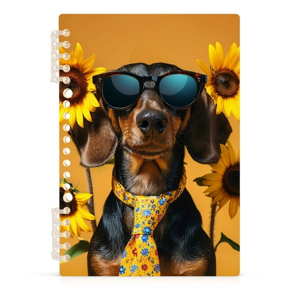 Dog with Sunflowers Spiral Journal Notebook College Ruled Notebook 8.3" x 5.7" A5 Lined Thick Paper Page