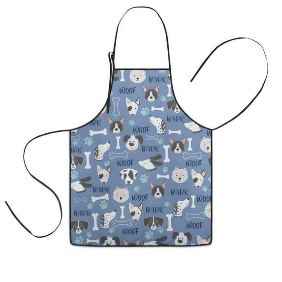 Dog with Woof and Bark Kids Aprons for Girls and Boys,Adjustable Neck Strap Toddler Aprons for Kids Cooking Baking