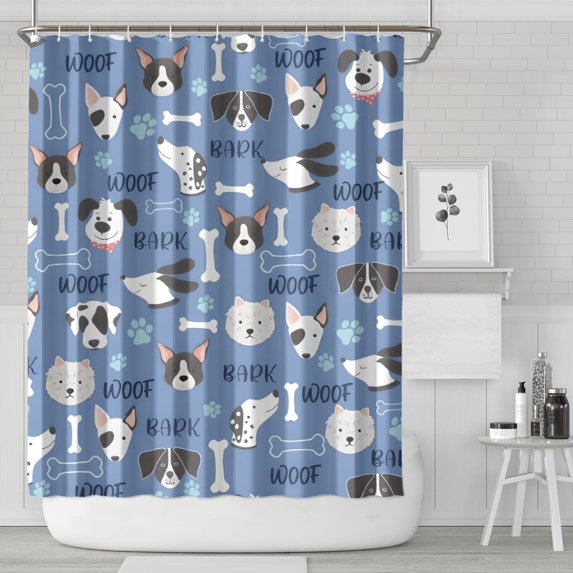 Dog with Woof and Bark Shower Curtain 84"x72" ,Bathroom Decorative Shower Curtains Set with 12 Hooks,Modern Waterproof Washable Shower Curtain