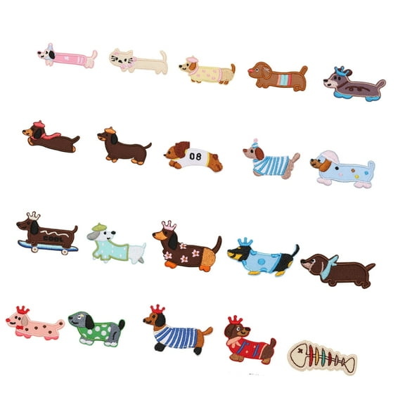 DogAn1ma1Embroidered Iron On Fabric Patches Adhesive Embroidery Applique For Kids Clothing Backpacks Hat Bag Sewing