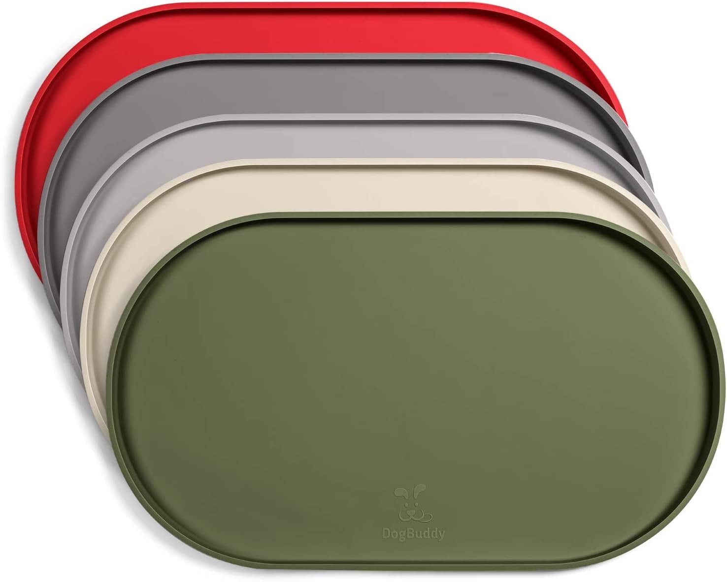 Large Khaki Green Silicone Waterproof Dog Food Mat
