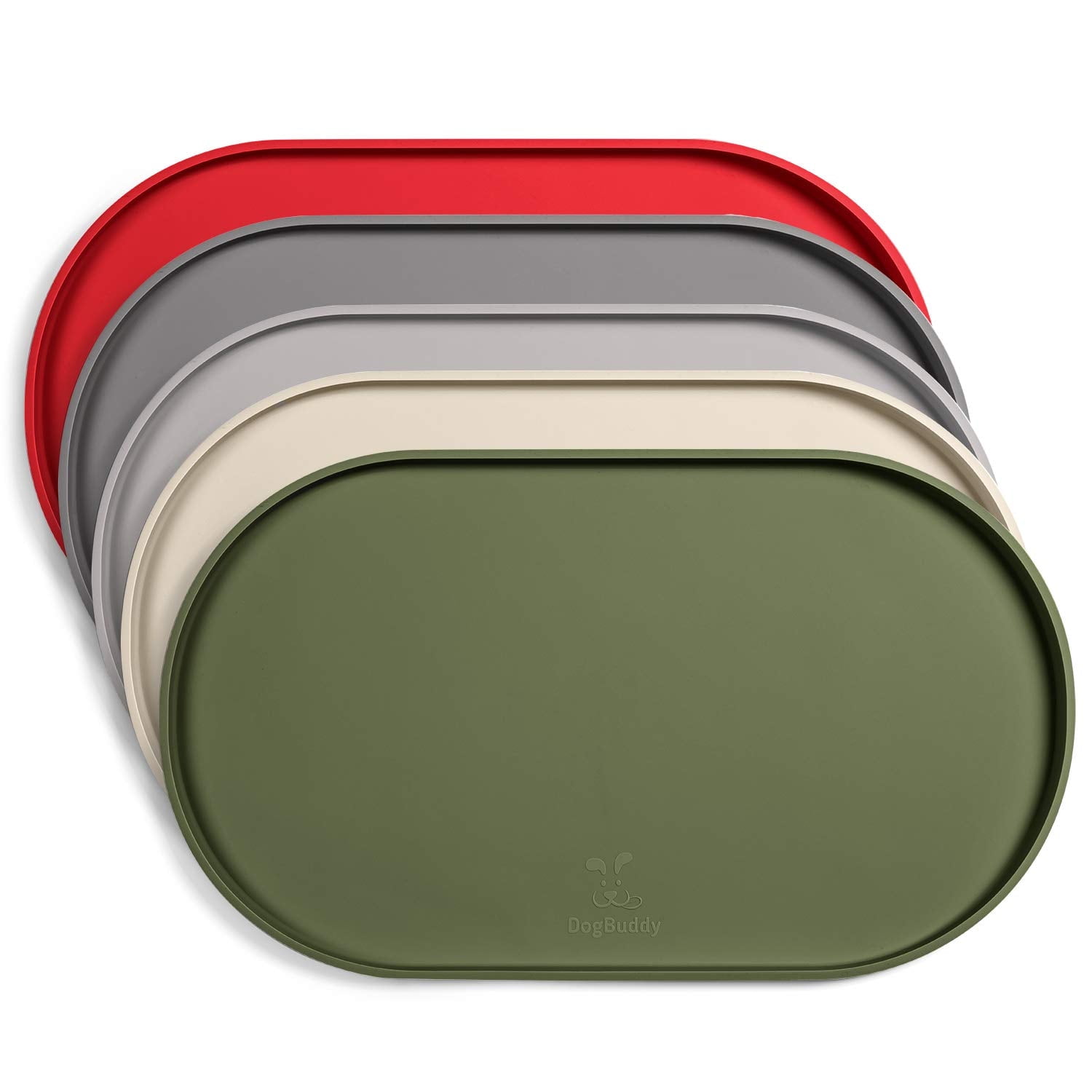 Small Khaki Green Silicone Waterproof Dog Food Mat