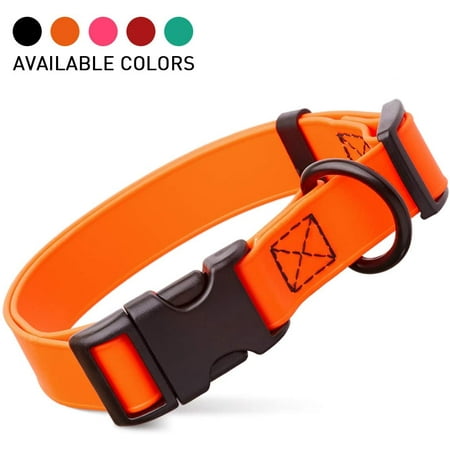 DogLine -Biothane Waterproof Dog Collar with Quick Release Buckle Strong Coated Nylon Webbing with Odor-Proof for Easy Care and Clean Fits Small Medium Large Dogs(Orange: L: 12" - 19" | Width 3/4")