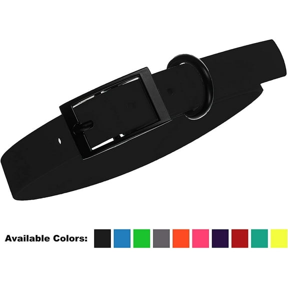 DogLine - Biothane Waterproof Dog Collar Strong Coated Nylon Webbing with Black Hardware Odor-Proof for Easy Care Clean High Performance Fits Small Medium Large Dogs(Black: L: 9" - 12" |W 1/2")