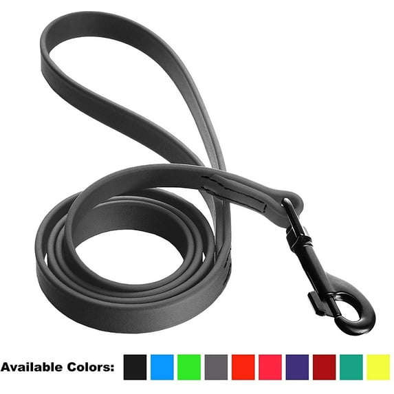 DogLine - Biothane Waterproof Dog Leash Strong Coated Nylon Webbing with Black Hardware Odor-Proof for Easy Care Clean High Performance for Small or Large Dogs(Grey: Width 3/4" | L: 72"(6ft))