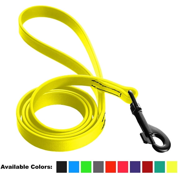 DogLine - Biothane Waterproof Dog Leash Strong Coated Nylon Webbing with Black Hardware Odor-Proof for Easy Care Clean High Performance for Small or Large Dogs(Neon Yellow: Width 1/2" | L: 48"(4ft))