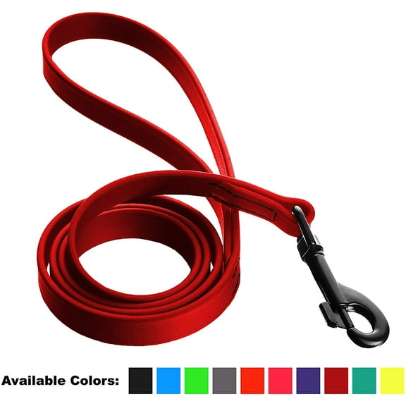 DogLine - Biothane Waterproof Dog Leash Strong Coated Nylon Webbing with Black Hardware Odor-Proof for Easy Care Clean High Performance for Small or Large Dogs(Red: Width 1/2" | L: 72"(6ft))