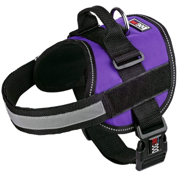 DogLine - Dog Harness, Reflective No-Pull Adjustable Pet Vest with Handle for Walking, Training, Service and Outdoors - Breathable No - Choke Room for Patches(Purple: Girth 22" - 30")