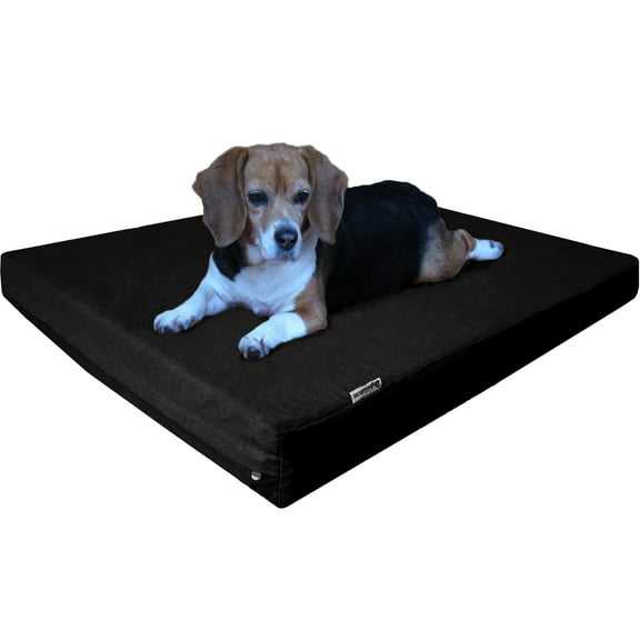 Dogbed4less 35x20x4 Orthopedic Memory Foam Dog Mattress with Black Washable Waterproof Pet Bed Cover