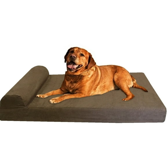 Dogbed4less Extra Large Waterproof Memory Foam Dog Mattress Bed with Brown Cover