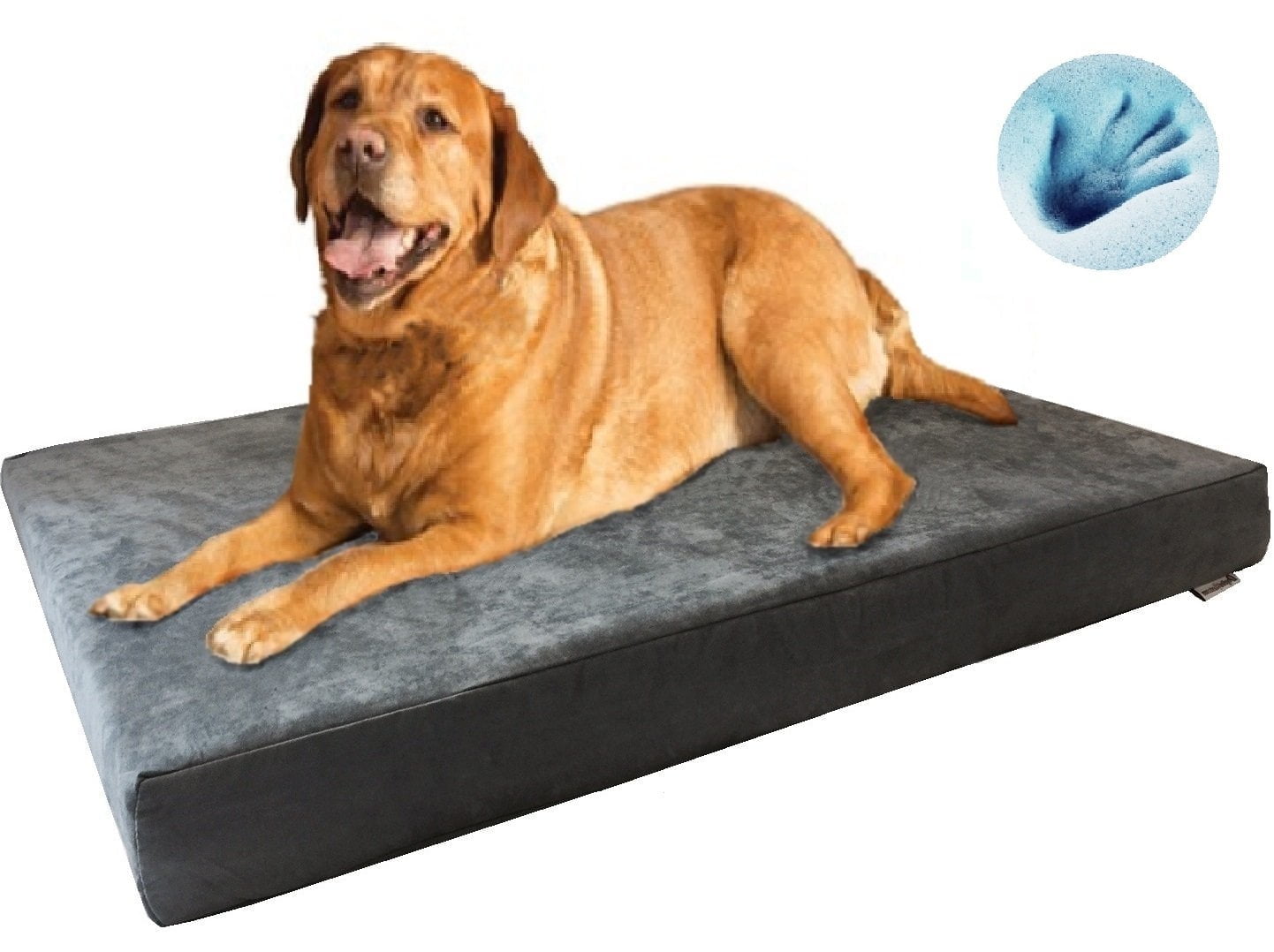 Dogbed4less Orthopedic Memory Foam Dog Bed, Waterproof Gray Suede Cover, Jumbo