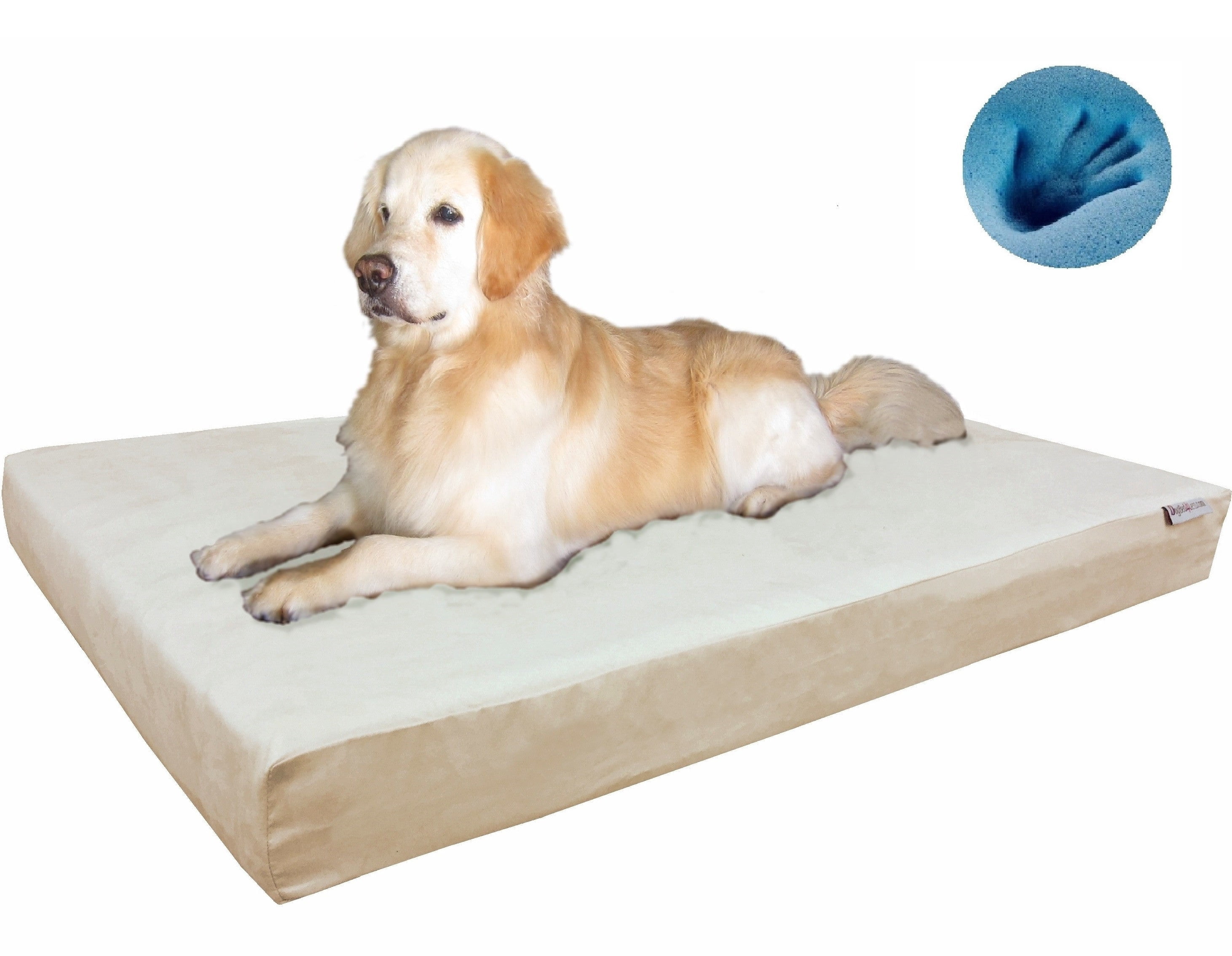 Dogbed4less Jumbo Orthopedic Waterproof Memory Foam Dog Bed for Extra Large Pet 55"X47"X4", Microsuede Khaki Washable Cover