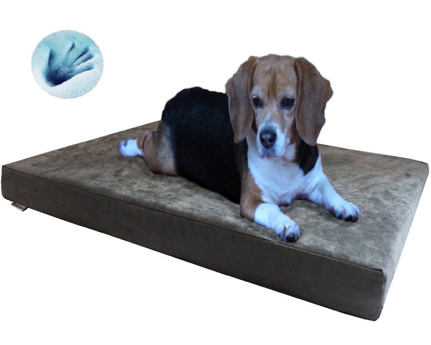 Dogbed4less Orthopedic Memory Foam Dog Bed with Waterproof Cover, Gray, Large, 41 x 27 x 4 in