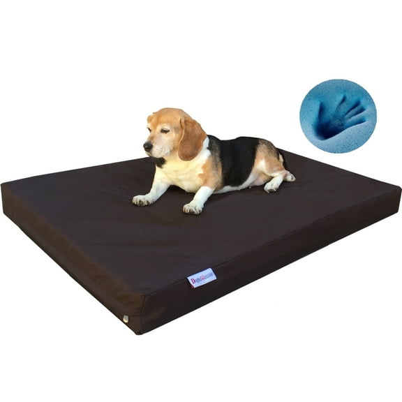 Dogbed4less Medium Orthopedic Waterproof Memory Foam Pet Bed for Dog 37X27X4, Washable Nylon Brown