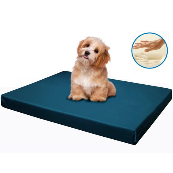 Dogbed4less Memory Foam Crate Mattress 24"x16"x3" with Pacific Blue Waterproof Cover for Small Dogs