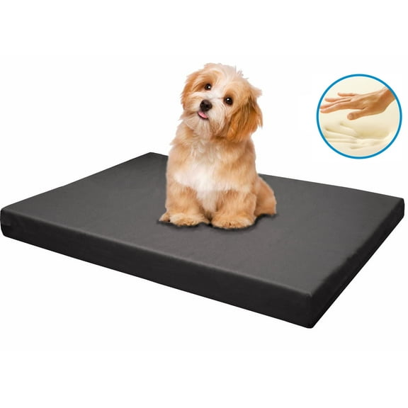 Dogbed4less Memory Foam Platform 29"x18"x3" Dog Bed, Crate Mattress with Space Gray Waterproof Removable Cover