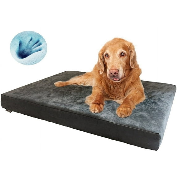 Dogbed4less Extra Large Orthopedic Memory Foam Dog Bed with Waterproof Washable Gray Suede Cover