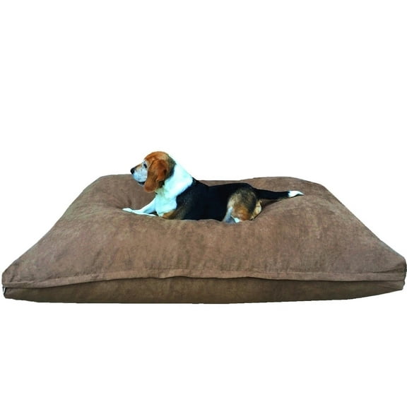 Dogbed4less Shredded Memory Foam 37"x27" Dog Bed Pillow with Brown Suede Cover
