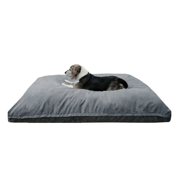 Dogbed4less Shredded Memory Foam 37"x27" Dog Bed Pillow with Grey Suede Cover