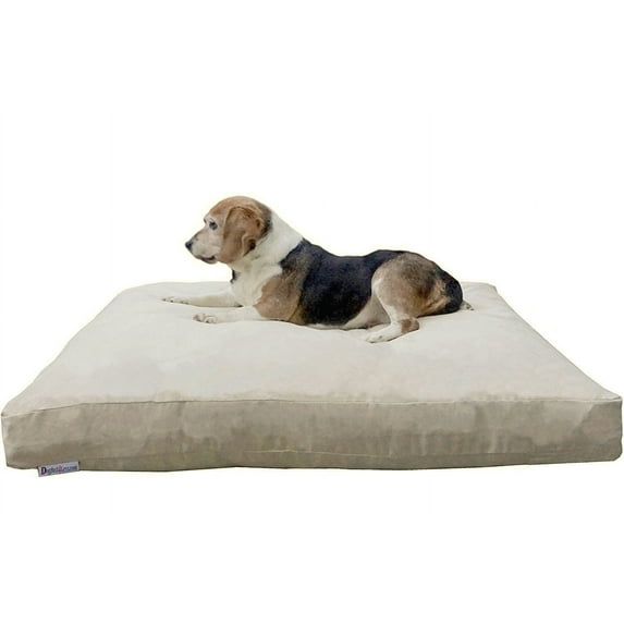 Dogbed4less Shredded Memory Foam 37"x27" Dog Bed Pillow with Khaki Suede Cover