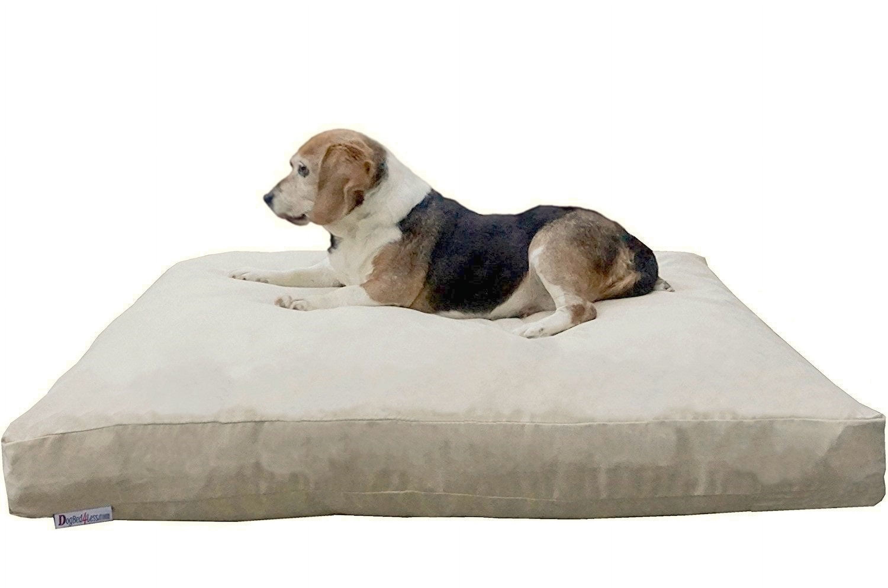 Dogbed4less Shredded Memory Foam 40"x35" Dog Bed Pillow with Khaki Suede Cover