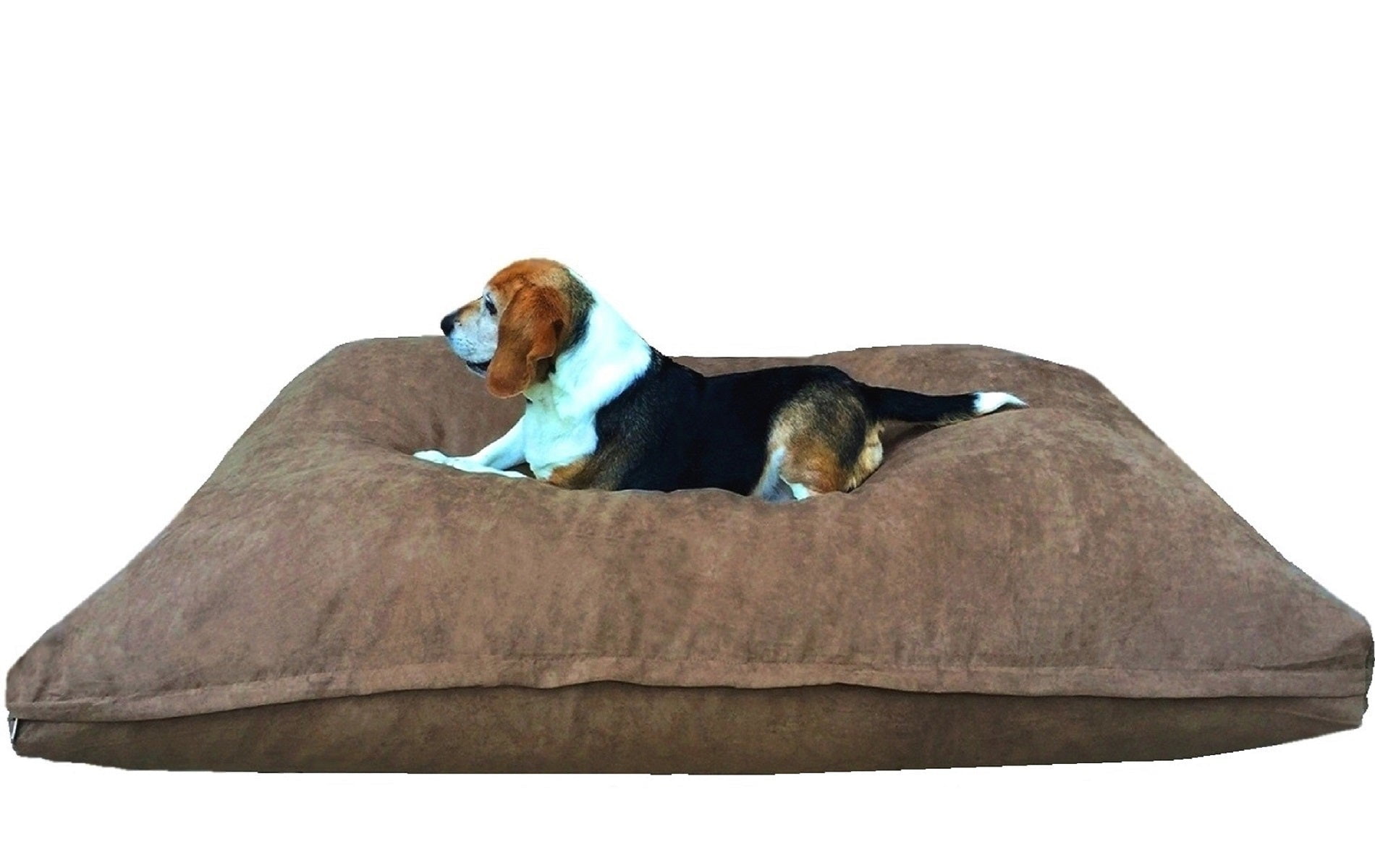 Dogbed4less Shredded Memory Foam 47"x29" Dog Bed Pillow with Brown Suede Cover