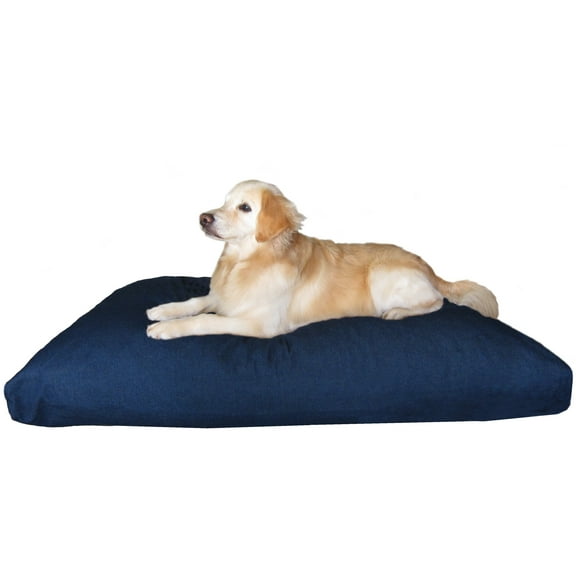 Dogbed4less Shredded Memory Foam Dog Bed for Large Dogs, Blue Denim Cover 55"x37" Pillow