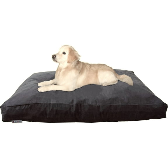 Dogbed4less Shredded Memory Foam Dog Bed for Large Dogs, Espresso Suede Cover 55"x37" Pillow