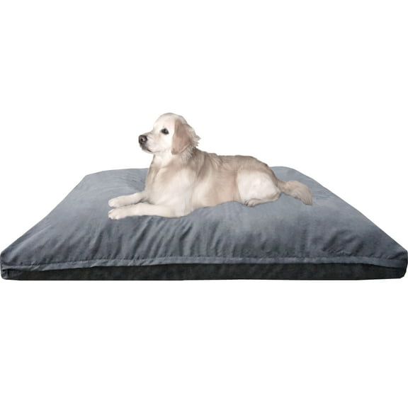 Dogbed4less Shredded Memory Foam Dog Bed for Large Dogs, Grey Suede Cover 55"x37" Pillow