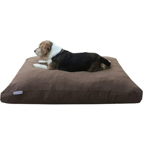 Dogbed4less Shredded Memory Foam Dog Bed for Medium Large Dogs, Brown Denim Cover 41"x27" Pillow