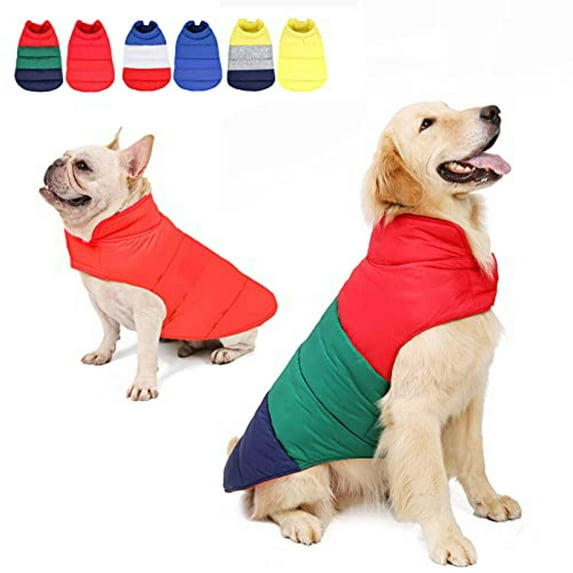 Dogcheer Colorful Dog Coat, Reversible Dog Winter Jacket Warm Pet Vest, Waterproof Dog Cold Weather Clothes Puppy Apparel for Small Medium Large Dogs