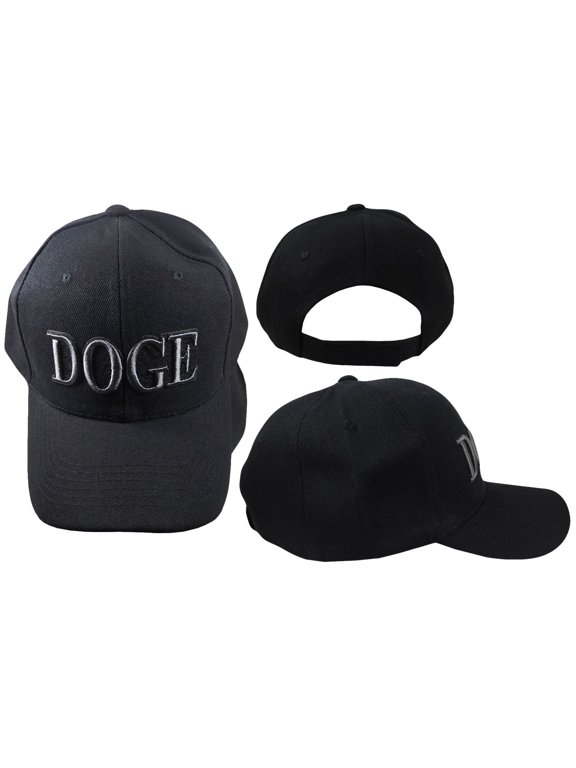 Doge Black With Black Letters Adjustable Embroidered Baseball Hat Cap