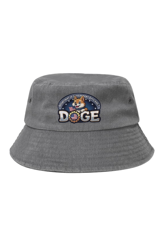 Doge Logo Washed Bucket Hat For Men Women Denim Bucket Hat Sun Hat Cowboy Fishing Beach Hat