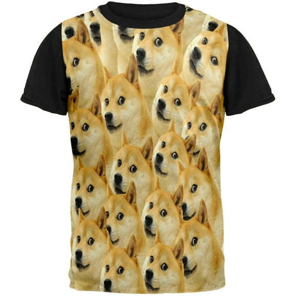 Doge Meme Adult Black Back T-Shirt - Medium