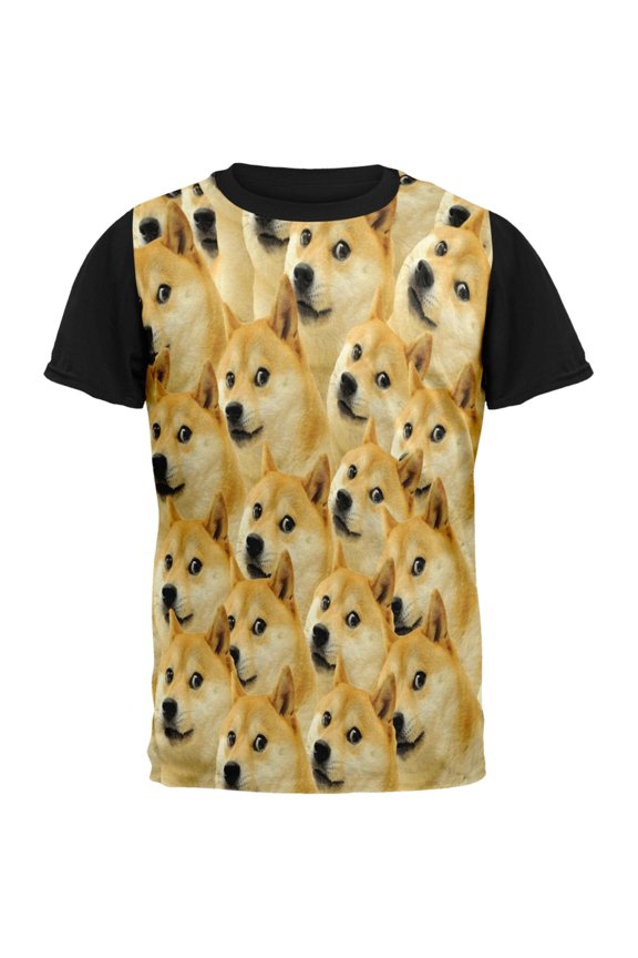 Doge Meme Adult Black Back T-Shirt