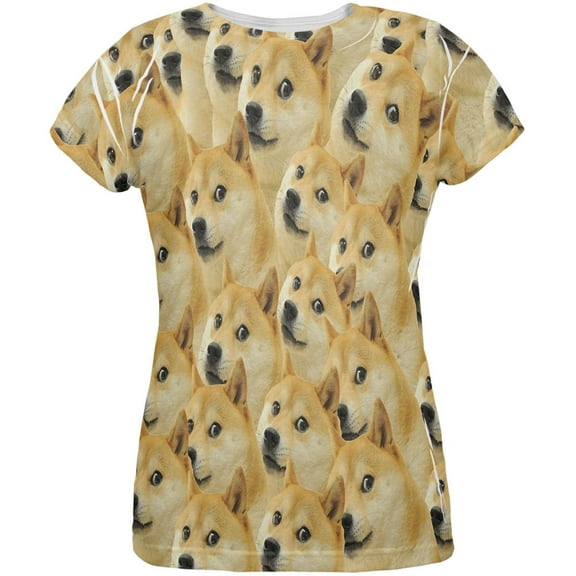 Doge Meme All Over Womens T-Shirt - 2X-Large