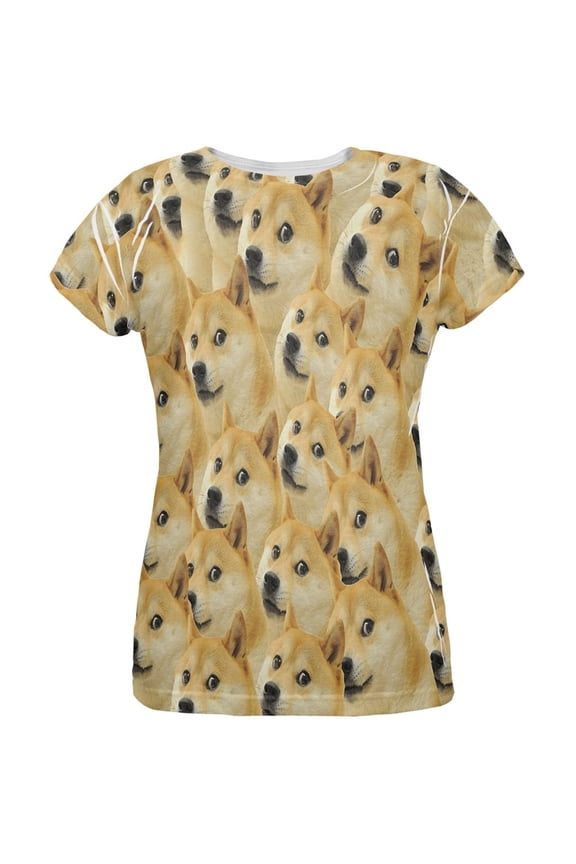 Doge Meme All Over Womens T-Shirt - 2X-Large