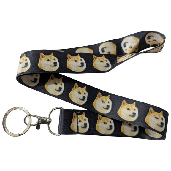Doge Meme Black Keychain Lanyard
