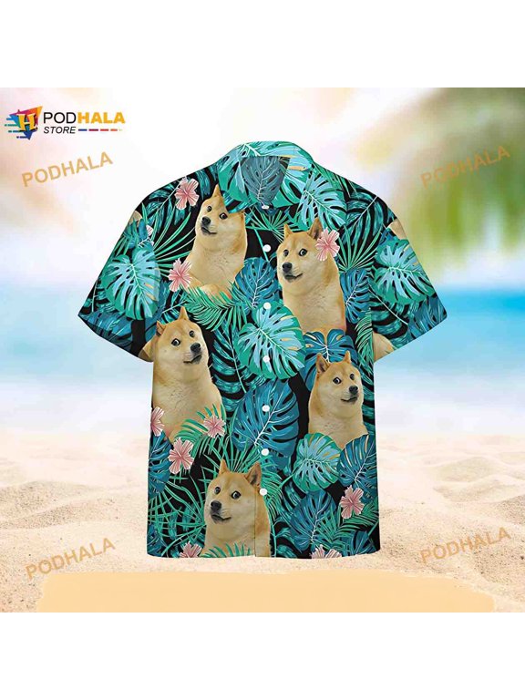 Doge Meme Hawaiian Shirt, Summer Beach Shirt, Colorful Tropical Hawaii Shirt