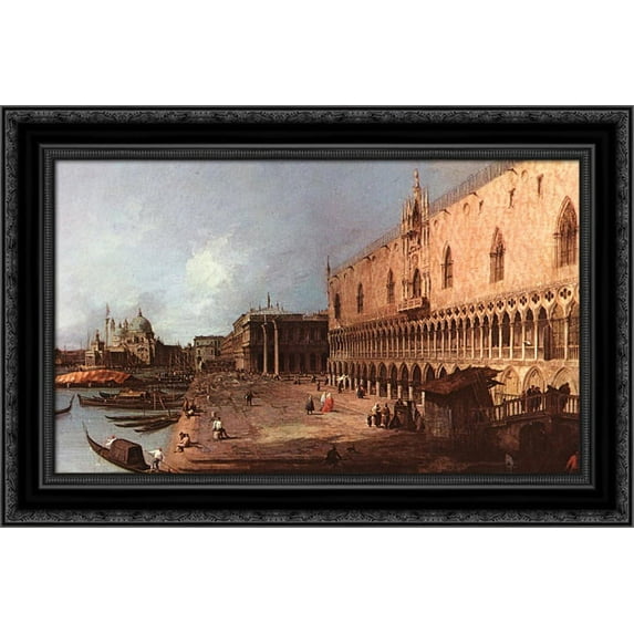 Doge Palace 24x18 Black Ornate Wood Framed Canvas Art by Canaletto