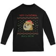 thumbnail image 1 of Doge Ugly Christmas Sweater Black Youth Long Sleeve T-Shirt, 1 of 1