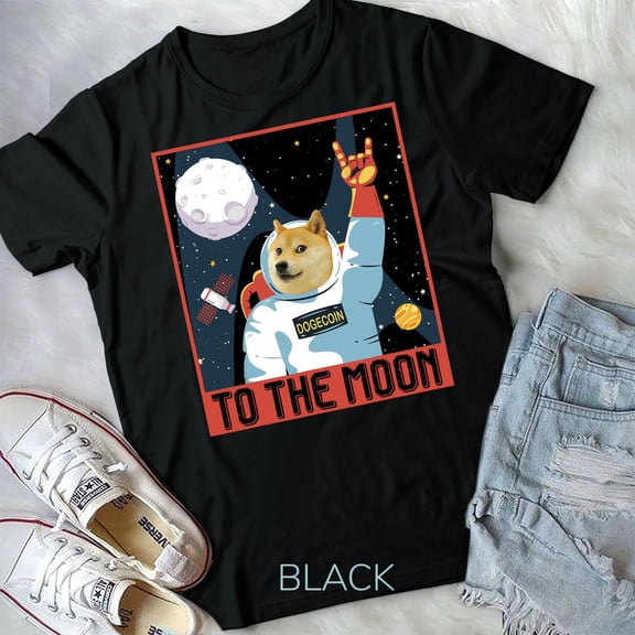 Dogecoin Cool men's Moon Astronaut Meme Crypto Doggy Miner Unisex T-shirt